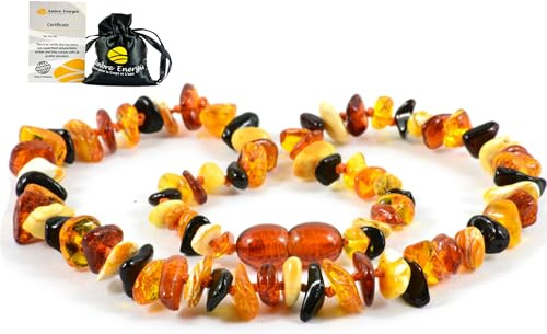 Collier Ambre 33cm. - 100% Plus Haute Qualité Certifié l'Ambre la Baltique Authentique Collier Perles de plus gros!! / Garantie de Remboursement!