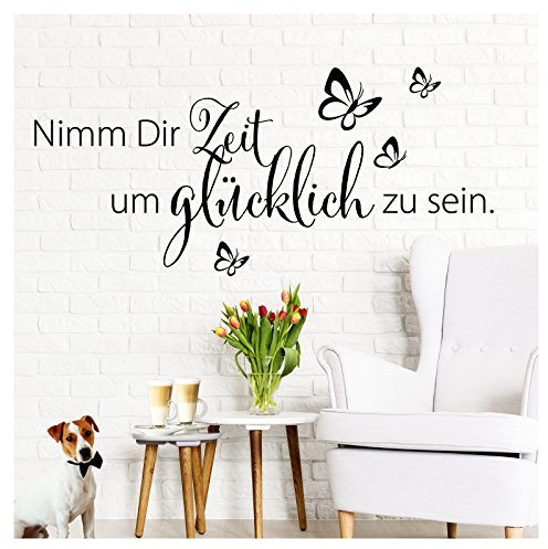 Grandora W5172 Wandtattoo Spruch Nimm Dir Zeit I schwarz (BxH) 80 x 36 cm I Flur Wohnzimmer Aufkleber selbstklebend Wandaufkleber Wandsticker