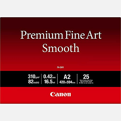 Canon FA-SM1 Premium Fine Art Smooth Fotopapier - DIN A2, 25 Blatt (310 g/qm) für Tintenstrahldrucker, 2646183, 2 5 Blatt