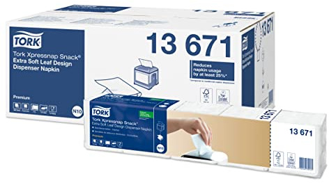 Tork Xpressnap Snack Servilleta De Dispensador Extrasuave Con Diseño De Hojas Blanca Hälsa Och Personlig Vård