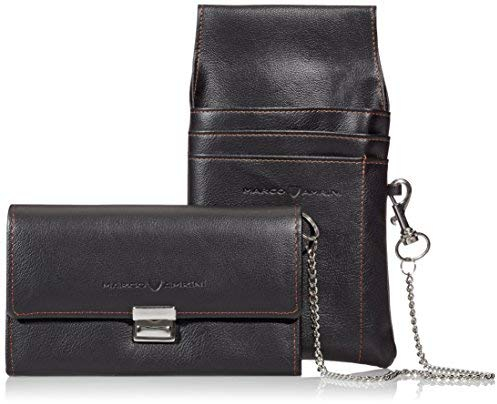 Geldbörse mit Etui und Kette für Damen und Herren Kunstleder schwarz