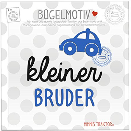 Bügelbild kleiner Bruder mit Auto Flockfolie Aufbügler Applikationen Bügelsticker für Stoffe Textilien Kinder zum Aufbügeln Flicken