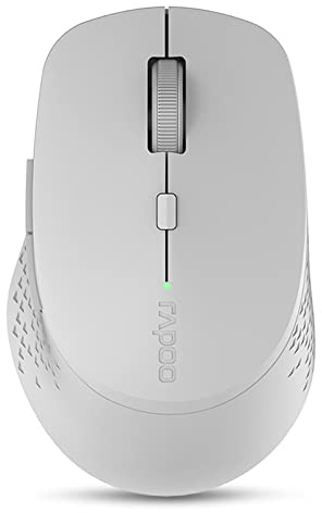 Rapoo M300 Silent kabellose Maus wireless Mouse 1600 DPI Sensor 9 Monate Batterielaufzeit leise Tasten ergonomisch für Rechtshänder PC & Mac - hellgrau