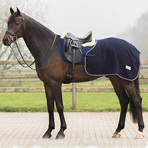 QHP Ausreitdecke Quarter Abschwitzdecke mit Zwei Klettbändern zum Befestigen (S) für Pferd - Klassisch, Einfarbig, Wolle, Polyester