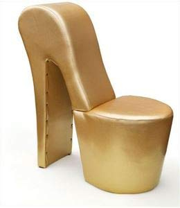 High Heel Schuhsessel 42x99x79cm Stuhl Designersessel mit Nieten (gold)