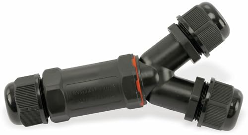 DAYTOOLS Cavo connettore Y JFW17-Y, 5 poli, protezione IP68, tensione max. 450 V, manicotto per prese per collegamenti di alimentazione sicuri in ambienti esterni, connettore a T con 1 ingresso + 2