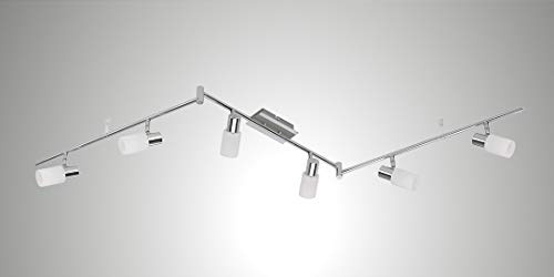 Trango 6-flammig 2007-68 LED Deckenstrahler Chrom-Optik & Alu gebürstet Serie *GRACE* inkl. 6x G9 LED Leuchtmittel 3.000K warmweiße Badleuchte, Flurleuchte, Küchenleuchte, Deckenleuchte, Deckenlampe