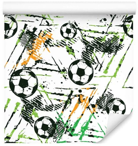 Muralo Tapete 10m Rolle Vlies Tapete Fußball Sport Kinder Junge Spielen Lächeln Vliestapete 1000 x 53cm Wand Tapete Wohnzimmer Kinderzimmer Moderne Wanddeko Wand Dekoration