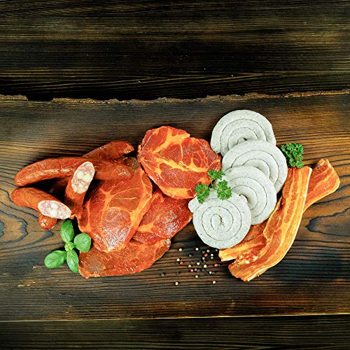 WURSTBARON® Bayerisches Wurst & Fleisch Grillpaket für 5 Personen (ca. 1.6kg) mit Schweinenacken Steak, Wammerl, Grillwurst Bratwurst-Schnecke, Käsekrainer
