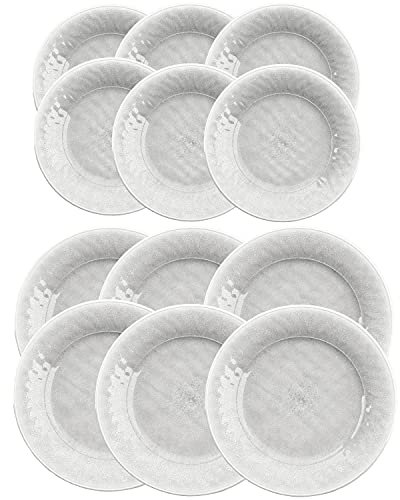 Potters Reactive Glaze - White - Melamine/Plastic/BBQ/Outdoor Dinner & Side Plate Set (12)