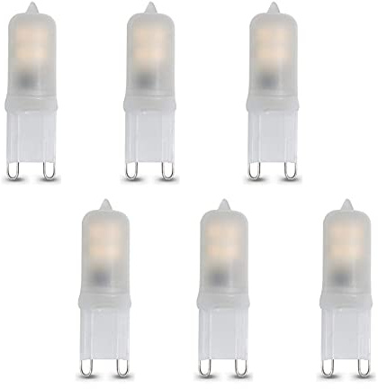 G9 Led Light Bulb,Frosted 2W Dimmable Mini Size Light Bulbs (20W Halogen Bulbs Equivalent),2 Pin Base,3000K Warm White,300Lumen Bi Pin Base JC Type CRI>90+ 120V,6 Pack