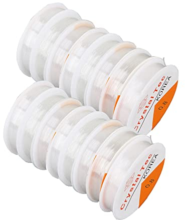 LEBENSFROH 0,8mm Elastisch Schmuckfaden Transparent Kristall Schnur Schmuckfaden Beading Cord String Faden zum Auffädeln Perlenschnur DIY