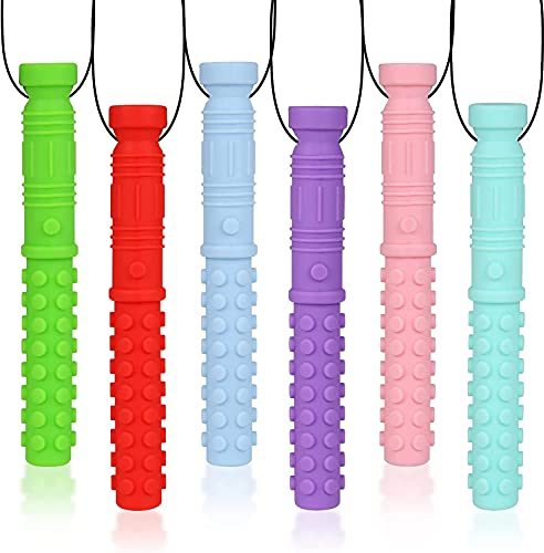 Seeway Sensory Chew Necklace for Boys Girls Kids, Oral Sensory Autism Chew Necklace, BPA Free Silicone Chew Toys for Autistic Children/Autism/ADHD/Anxiety (6 Pack)