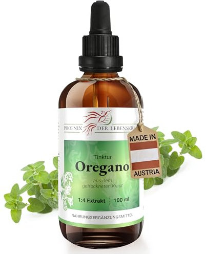 Oregano Tinktur 100 ml | Origanum vulgare Tropfen (1:4 Auszug) | Nahrungsergänzungsmittel mit Oreganokraut | Wilder Majoran, Dost, Wohlgemut, Gemeiner Dost, Gartenmajoran