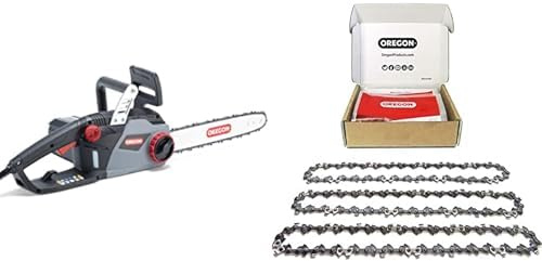 Oregon Tronçonneuse Électrique CS1400 2400W, Puissante Tronçonneuse Électrique avec Guide-Chaîne de 40 cm & Lot de 3 Chaînes de Tronçonneuse pour Guide-Chaîne de 16 (40cm), 56 Maillons d'Entraînement
