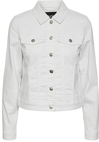 PIECES PCOIA LS DNM BWHI NOOS CP BC Veste en jean pour femme Blanc brillant Taille L