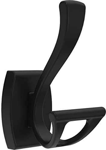 Delta Dansant (1-Pack) Towel Hooks Matte Black Double J Wall Mounted for Robes 2-Prong Holder, Bathroom Accessories DAN35-MB