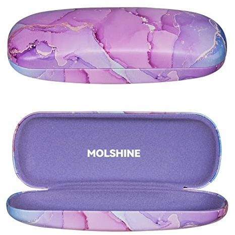 MOLSHINE Hard Shell PU-läder glasögonfodral, Resor Portabelt glasögonfodral för män Kvinnor Tjej Resor Study Work（Lila）