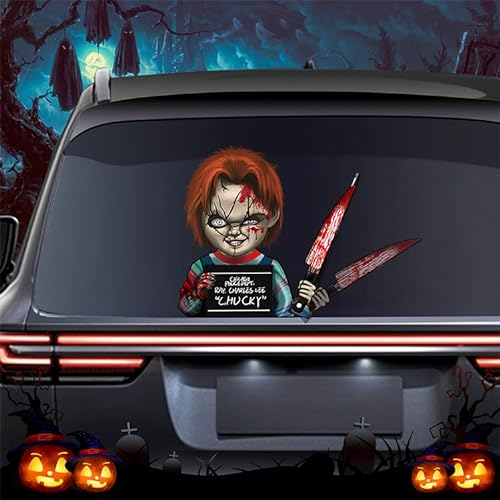 Leniutor Halloween Rear Wiper Decal, Horror Scary Film Figure Wipertag for Car Rear Window Windshield for SUV Car Stickers and Decals Halloween Car Decoration (Bleeding Child-1)