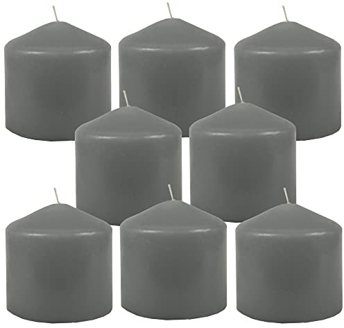 Bestgoodies Stumpenkerzen Wachskerzen Ø8cm x 8cm (8er Pack) Grau - Lange Brenndauer, Hergestellt in EU, Kerzen Blockkerzen - Wachs Stumpen