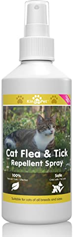 KinderPet® Cat Flea Treatment Spray Kills Protects against Ticks Lice Mites Control Kill Fleas and Eggs For The Home Safe Natural Effective Made in The UK Big Value 250ml