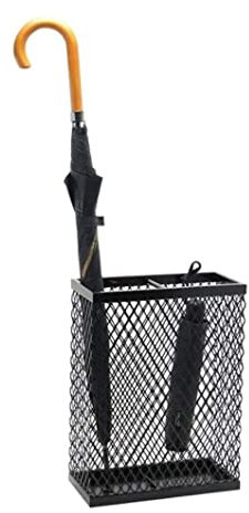 Umbrella Stand Wrought Iron Umbrella Stand Fashionable Rectangle Hollow Out Umbrella Holder Can Hold 5-8 Umbrellas Umbrella Rack Umbrella Holder for Front Door (Blue : A-Black)
