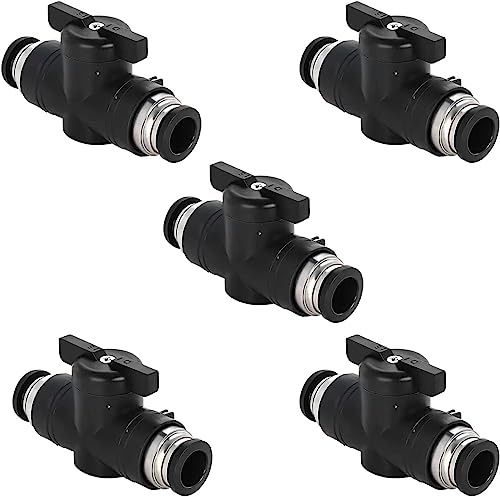 Pneumatik Steckverbinder 6mm, 5 Stück Pneumatik Druckluft Absperrhahn Rundschnur Pneumatik Schlauch 6mm Steckverbinder Pneumatikventil Pneumatischer Direktkopf für Gas Schnellkupplung