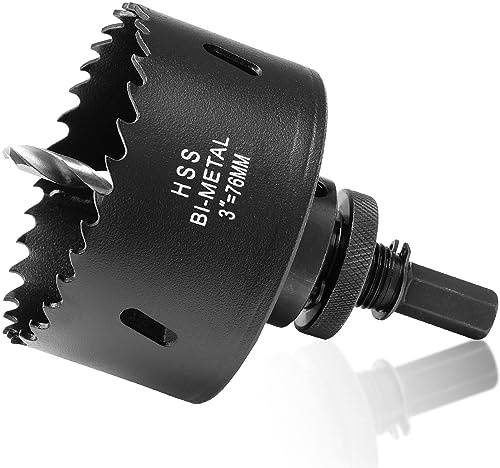 76mm Hole Saw Drill Bit for Metal and Wood, 3 inch HSS Bi-Metal Hole Cutter with cutting Depth of 40mm for Punching Circular Holes on Ceiling Board, Acrylic Panel, Plate Steel and Sheet Iron