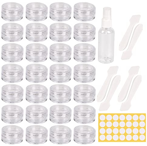 Sgehai Pack of 70 Transparent Round Cream Jars, 5 ml, Plastic, Solid Pattern, FFP, Screw Closure, 29.5 mm Diameter, 16 mm Height, 1.6 cm Height, 14.75 mm Width, Jar Type, Beauty & Personal Care