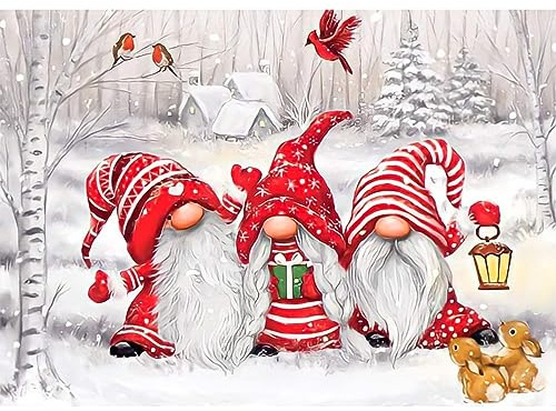 QENSPE 5D Diamond Painting Weihnachten Wichtel Diamant Painting Bilder Winter Zwerge Diamond Art Erwachsene Full DIY Diamant Kunst Malerei Stickerei Set Kreuzstich Bilder Home Wand Dekor 30x40cm