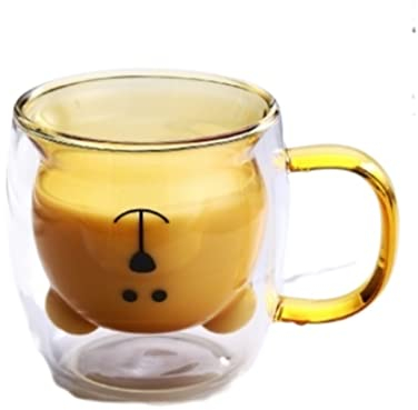 Kaffeeglas Teegläser Kreative Süße Bär Kaffeetasse Doppelglasschale Tier Doppelschicht Milchsaft Tee Tassen Geschenk Multifunktional Cappuccino Gläser (Color : C, Size : 250ml)