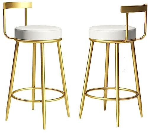 UTOQIA Barstuhl Barhocker Barsessel Barhocker Für Die Küchentheke, 2er-Set, Goldener Frühstücksstuhl, Hoher Hocker Aus PU-Leder Mit Rückenlehne Barstühle Bar Stühle
