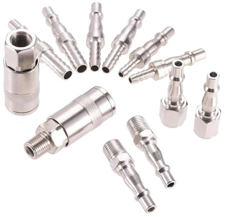 12pcs BSP Air Compressor Fittings,1/4 Air Line Connectors, with Male Female Thread, Airline Fittings with Hose Barb for 6, 8 & 10mm Hose