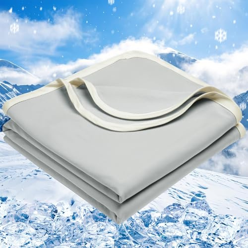 PHF Kühldecke 150x200cm, Arc-Chill Q-Max>0.5 doppelseitige selbstkühlende Kühldecke, Schweißabsorbierende und Atmungsaktive Grey Bettedecke Sofadecke Wohndecke Reisedecke (Grau)