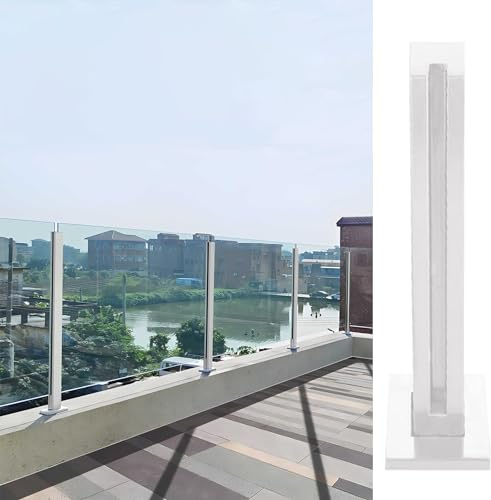 Ringhiera in Vetro Paletto per Ringhiera in Vetro per Terrazze per Patio Bianco, Hardware Moderno del Palo della Balaustra del Recinto di Vetro, Montanti del Corrimano in Vetro delle Scale (Color : W