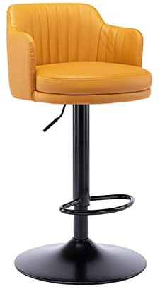 lirrebol Barhocker 1 Stück, Drehhocker in Thekenhöhe, höhenverstellbar 67–88 cm, moderner Barstuhl aus PU-Leder mit Rückenlehne und Fußplatte für Theke, Bar, Kücheninsel, Gelb