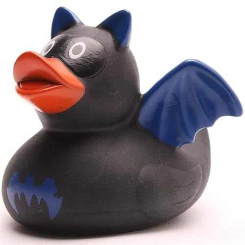 Duckshop Badeente Dark-Hero I L 9cm I Quietscheente I Gummiente I Geschenk für Superhelden-Fans I Geschenk für Comic-Fans