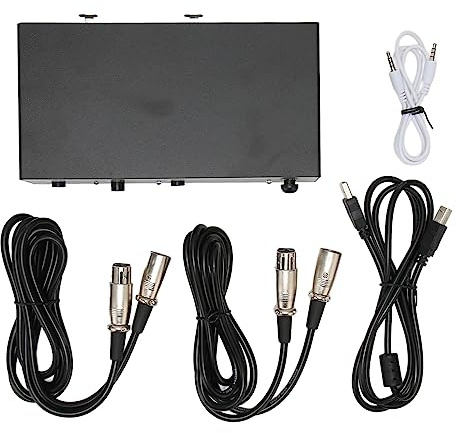 48-V-Phantomspeisung, Eisengehäuse, USB-5-V-DC-Netzteil, XLR-Kabel, Dual-Mikrofonständer für Musikaufnahmegeräte