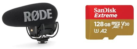 RØDE VideoMic Pro+ Premium Shotgun-Mikrofon & SanDisk Extreme microSDXC UHS-I Speicherkarte 128 GB + Adapter