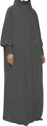 RUIG Frauen Muslim Robe Abaya Kleid Kaftan Dubai Bescheiden Türkei Gebet Kleidung Casual Eid mit Hijab