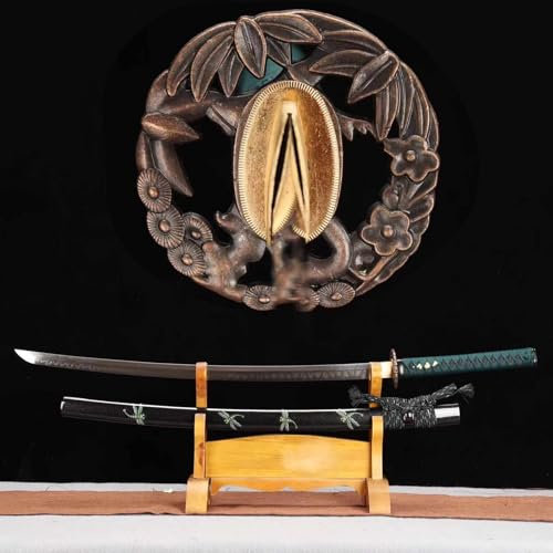 103cm langes Samurai-Schwert mit Scheide aus massivem Holz,Klinge aus T10-Stahl,handgebranntes Blattmuster,japanisches Trainingsschwert,handgefertigtes echtes Katana,für Kendo,Cosplay,Iaido,Dekoration