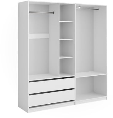 Vicco Armario Elmo, Blanco, 180 x 200 cm Lote de 2, para un Almacenamiento Flexible de Todo Tipo de Prendas de Vestir