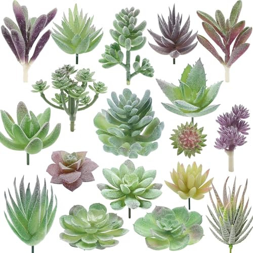 AOCGDDS Artificial Succulents,Double Flocked - Realistic Textured Cactus,Faux Succulents Mini Fake Succulent for Indoor Outdoor Bedroom Bathroom Decorations(18 Pcs)