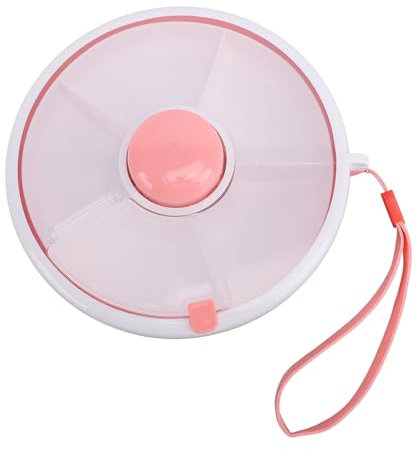Mumusuki Rotating Snack Box Container, Divided Serving Tray with Lid Reusable Snack Container with 5 Compartment Dispenser for Charcuterie, Candy, Snacks Party (Roseate)