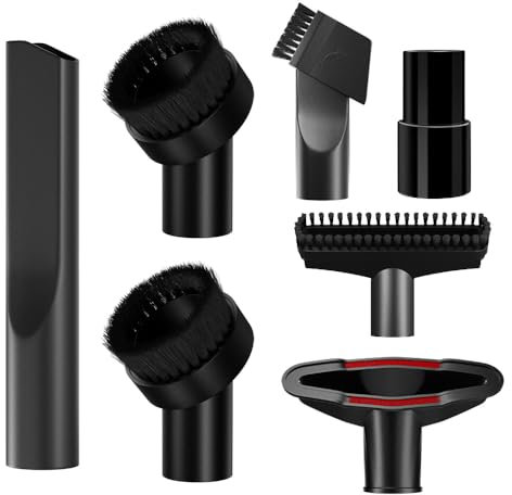 Coztie Vacuum Cleaner Accessories, 7 Piece Crevice Brush Vacuum Cleaner, Mini Stair Brush Nozzle Vacuum Attachment Set for 32mm 35mm Universal Vacuum Attachments Black