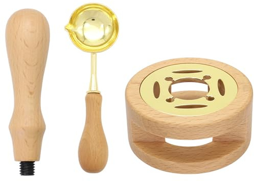 Wax Seal Stamp Kit with Warmer, Melting Spoon, and Replacement Handle for DIY Sealing Beads and Letters