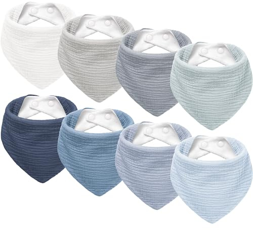 Susurration Babero para bebé, pañuelo triangular de muselina, pañuelo para el cuello para niño y niña, babero ajustable, Cielo azul., Talla única