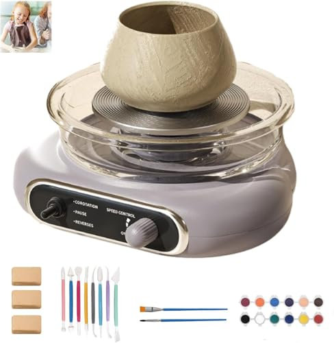 Elektrische Töpferscheibe für Kinder und Erwachsene, Komplettes Töpfer-Set mit Werkzeugen, Selbsthärtende Tonmaschine, DIY Drehscheibe für Anfänger, Schule & Zuhause,Purple