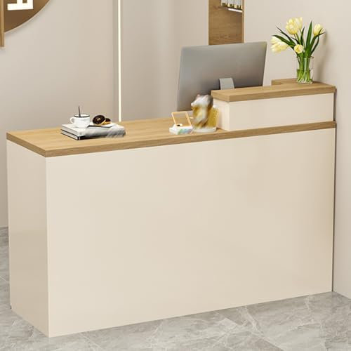 LYXWGRZD Empfangstheke, Fronttheke mit abschließbarer Schublade, Kassentheke, Empfangstisch for Bürosalon-Bekleidungsgeschäft(Natural L)