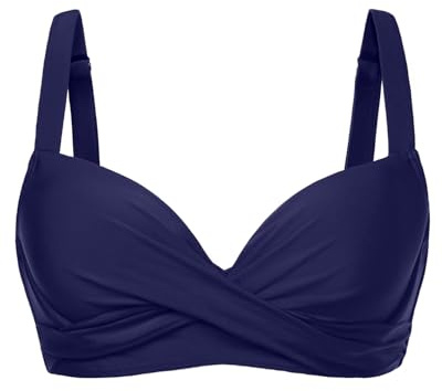 Aqua Eve Women Underwire Bikini Top - Push Up Swimsuit Top Bra Padded Bathing Suit 2025 Twist Front Swimwear, Navy Blue, Large